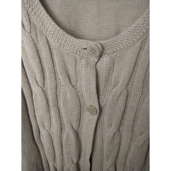 St. Johns Bay 2X Sweater Brown Cardigan Two Button Cable Knit Front SS Scoop... - Picture 4 of 11